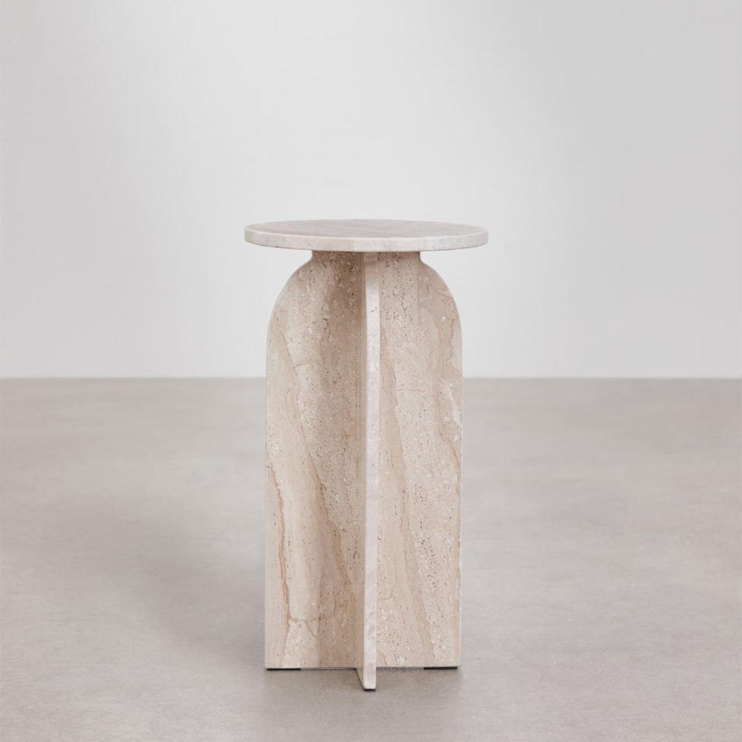 Graham Round Side Table Ø30 cm in Cherry Gold Red Marble