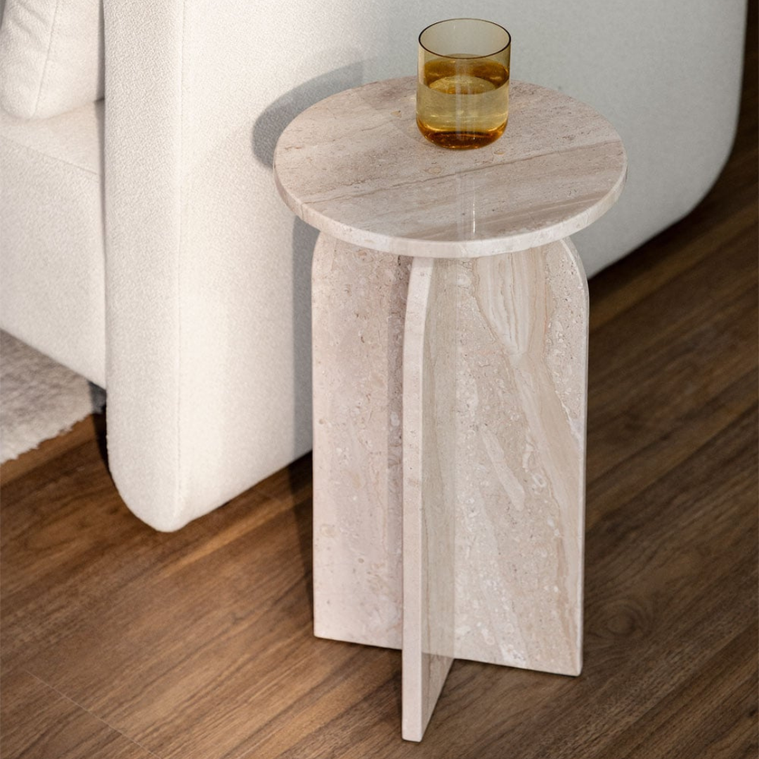 Graham Round Side Table Ø30 cm in Cherry Gold Red Marble