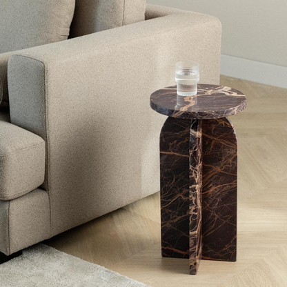 Graham Round Side Table Ø30 cm in Cherry Gold Red Marble