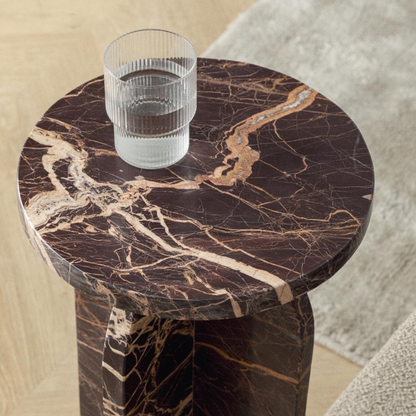 Graham Round Side Table Ø30 cm in Cherry Gold Red Marble