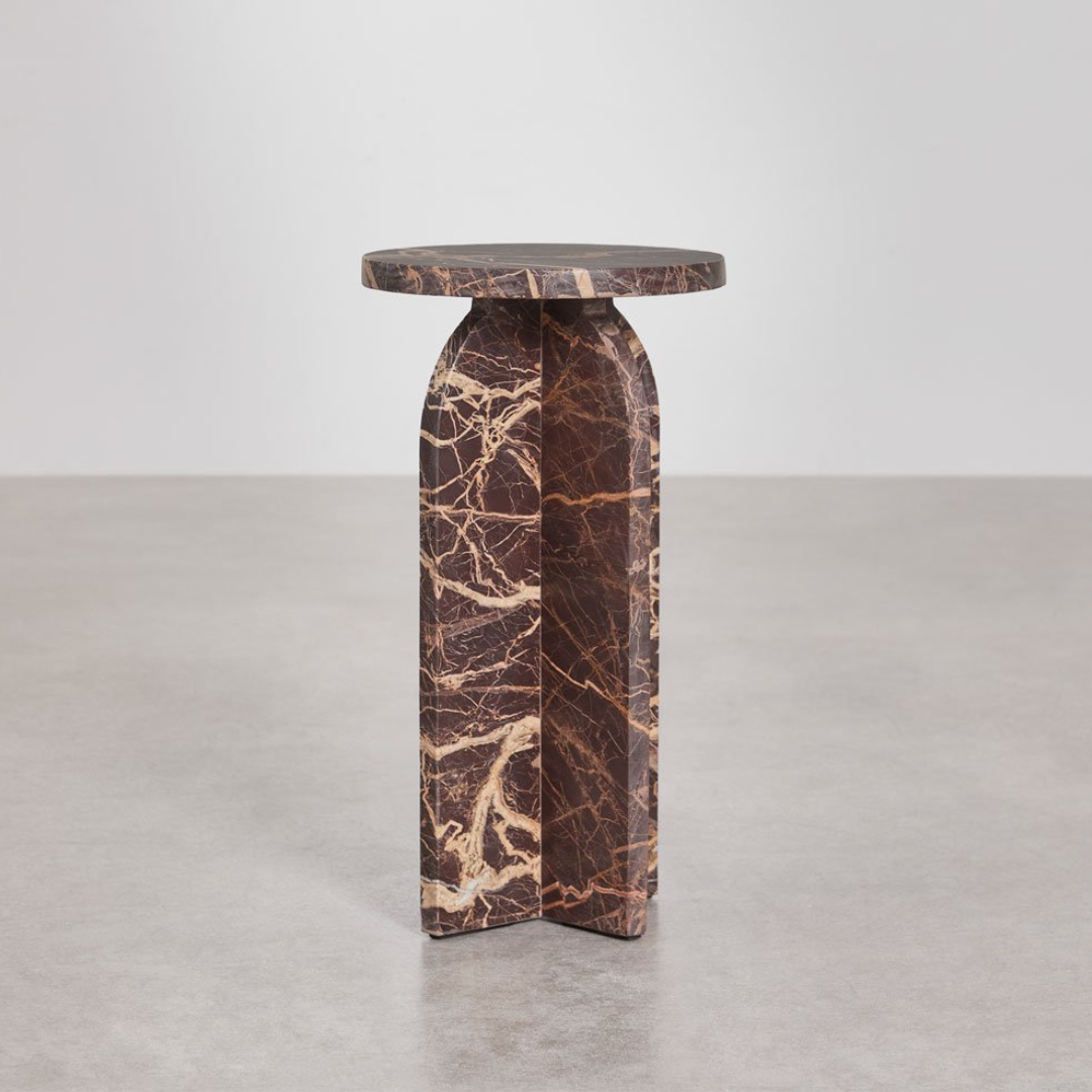 Graham Round Side Table Ø30 cm in Cherry Gold Red Marble