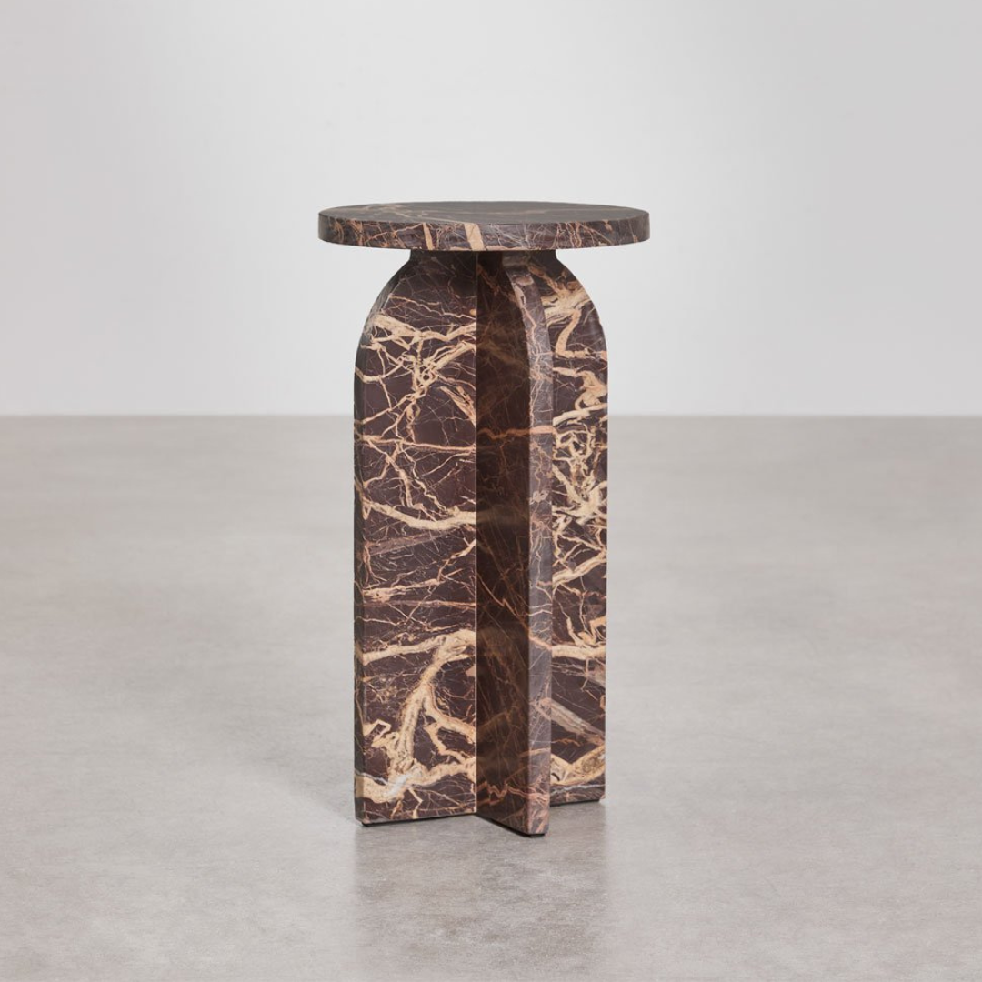 Graham Round Side Table Ø30 cm in Cherry Gold Red Marble