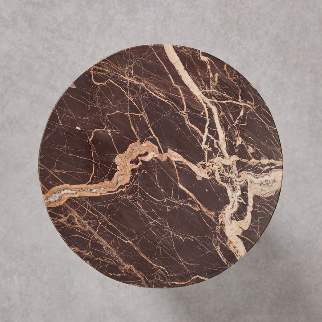 Graham Round Side Table Ø30 cm in Cherry Gold Red Marble