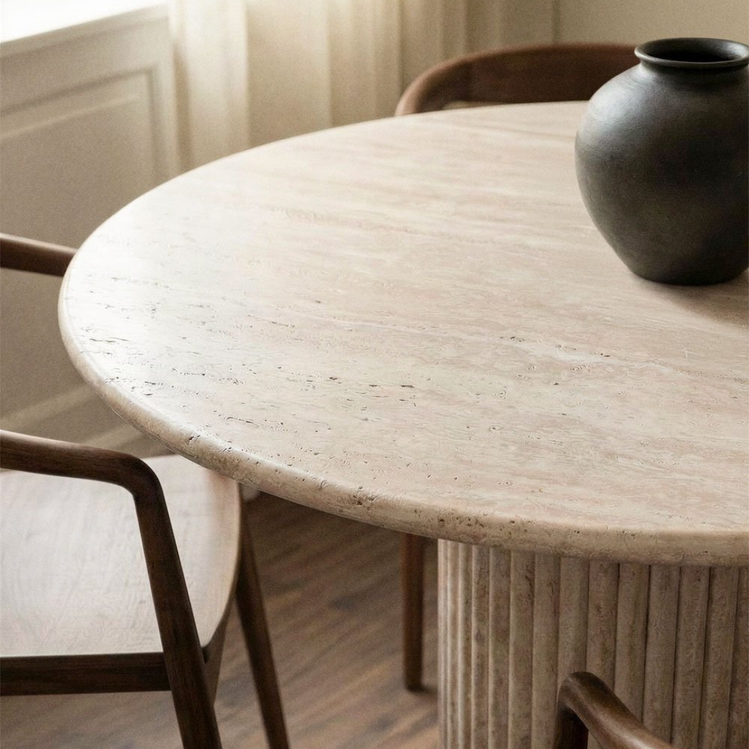 Grosseto Round Dining Table Ø120 cm in Natural Travertine Stone