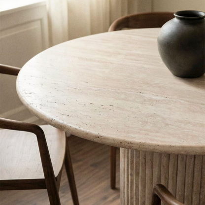 Grosseto Round Dining Table Ø120 cm in Natural Travertine Stone