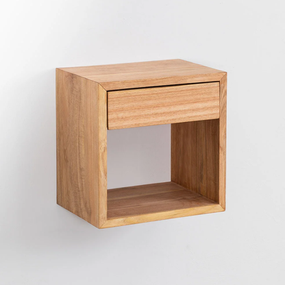 Gyda Floating Nightstand in Mindi Wood – 40x30 cm