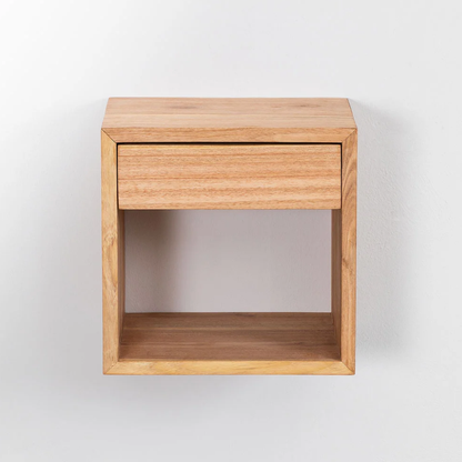 Gyda Floating Nightstand in Mindi Wood – 40x30 cm