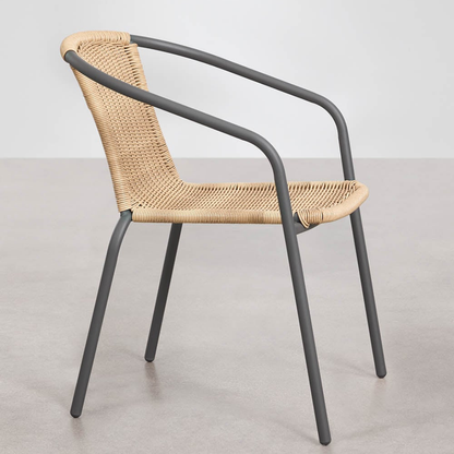 Kalymana Stackable Dining Chair with Armrests - Steel & Synthetic Wicker