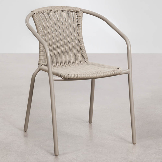Kalymana Stackable Dining Chair with Armrests - Steel & Synthetic Wicker