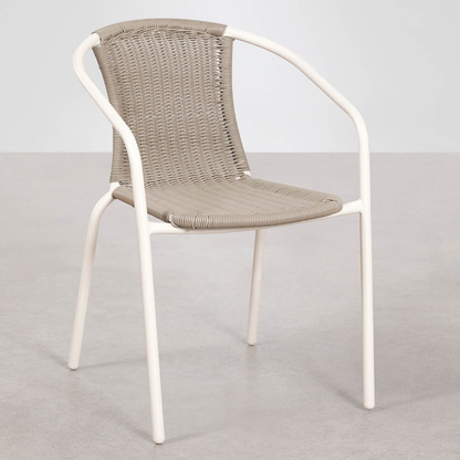 Kalymana Stackable Dining Chair with Armrests - Steel & Synthetic Wicker