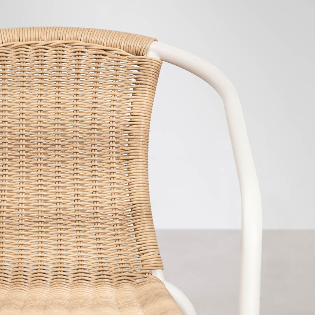 Kalymana Stackable Dining Chair with Armrests - Steel & Synthetic Wicker