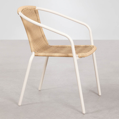 Kalymana Stackable Dining Chair with Armrests - Steel & Synthetic Wicker