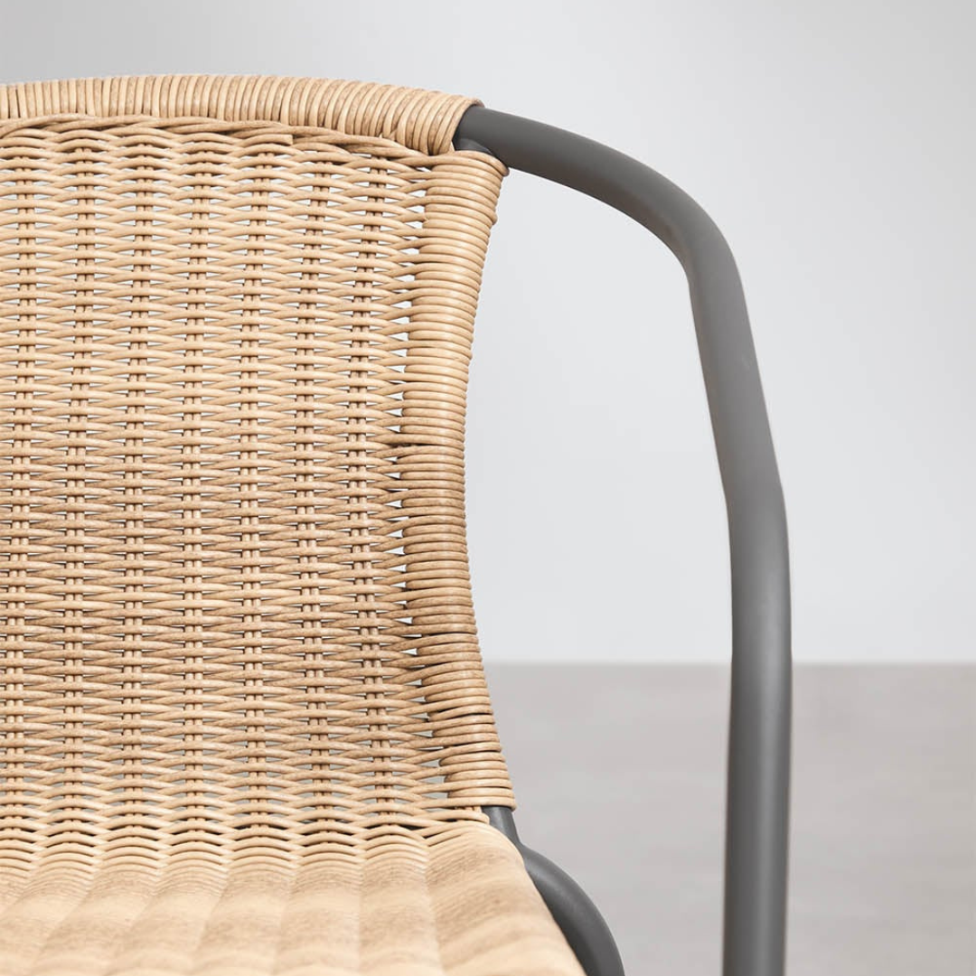 Kalymana Stackable Dining Chair with Armrests - Steel & Synthetic Wicker