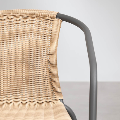 Kalymana Stackable Dining Chair with Armrests - Steel & Synthetic Wicker