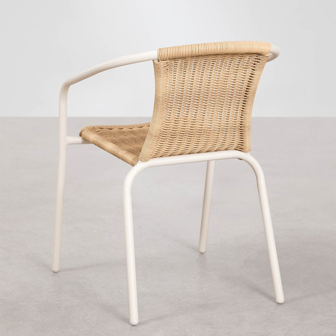 Kalymana Stackable Dining Chair with Armrests - Steel & Synthetic Wicker
