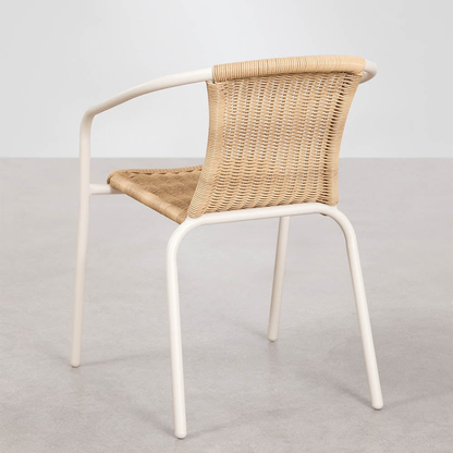 Kalymana Stackable Dining Chair with Armrests - Steel & Synthetic Wicker