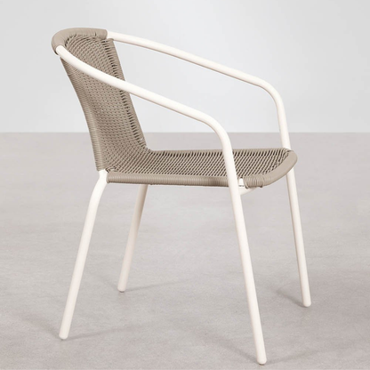 Kalymana Stackable Dining Chair with Armrests - Steel & Synthetic Wicker