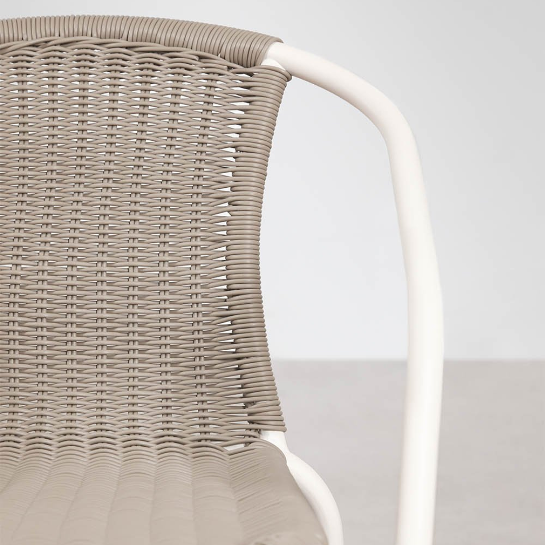 Kalymana Stackable Dining Chair with Armrests - Steel & Synthetic Wicker
