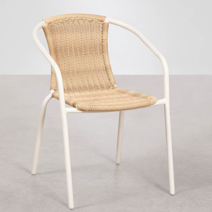 Kalymana Stackable Dining Chair with Armrests - Steel & Synthetic Wicker