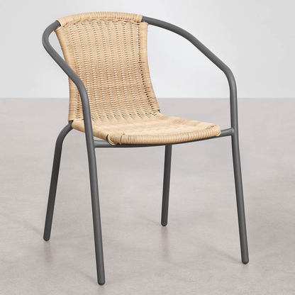 Kalymana Stackable Dining Chair with Armrests - Steel & Synthetic Wicker