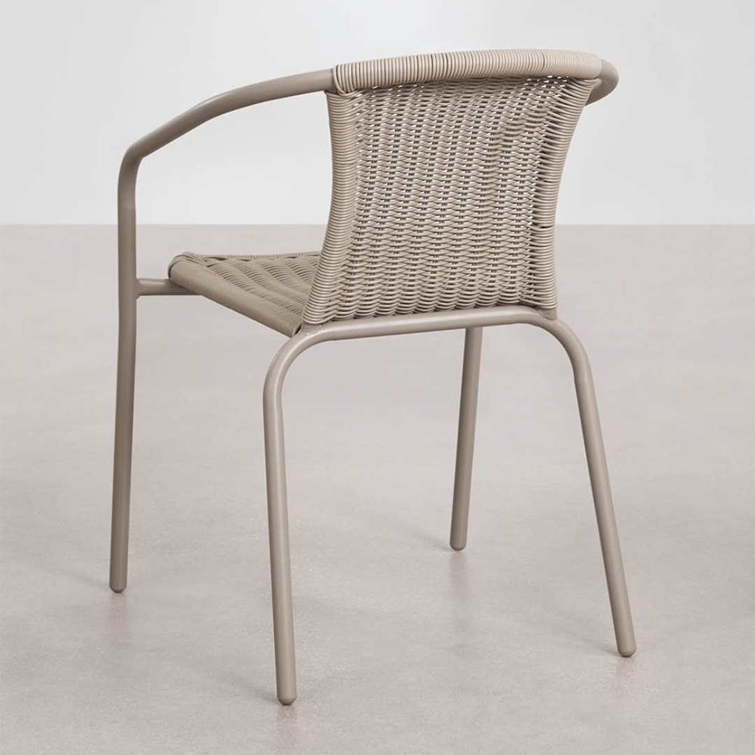 Kalymana Stackable Dining Chair with Armrests - Steel & Synthetic Wicker