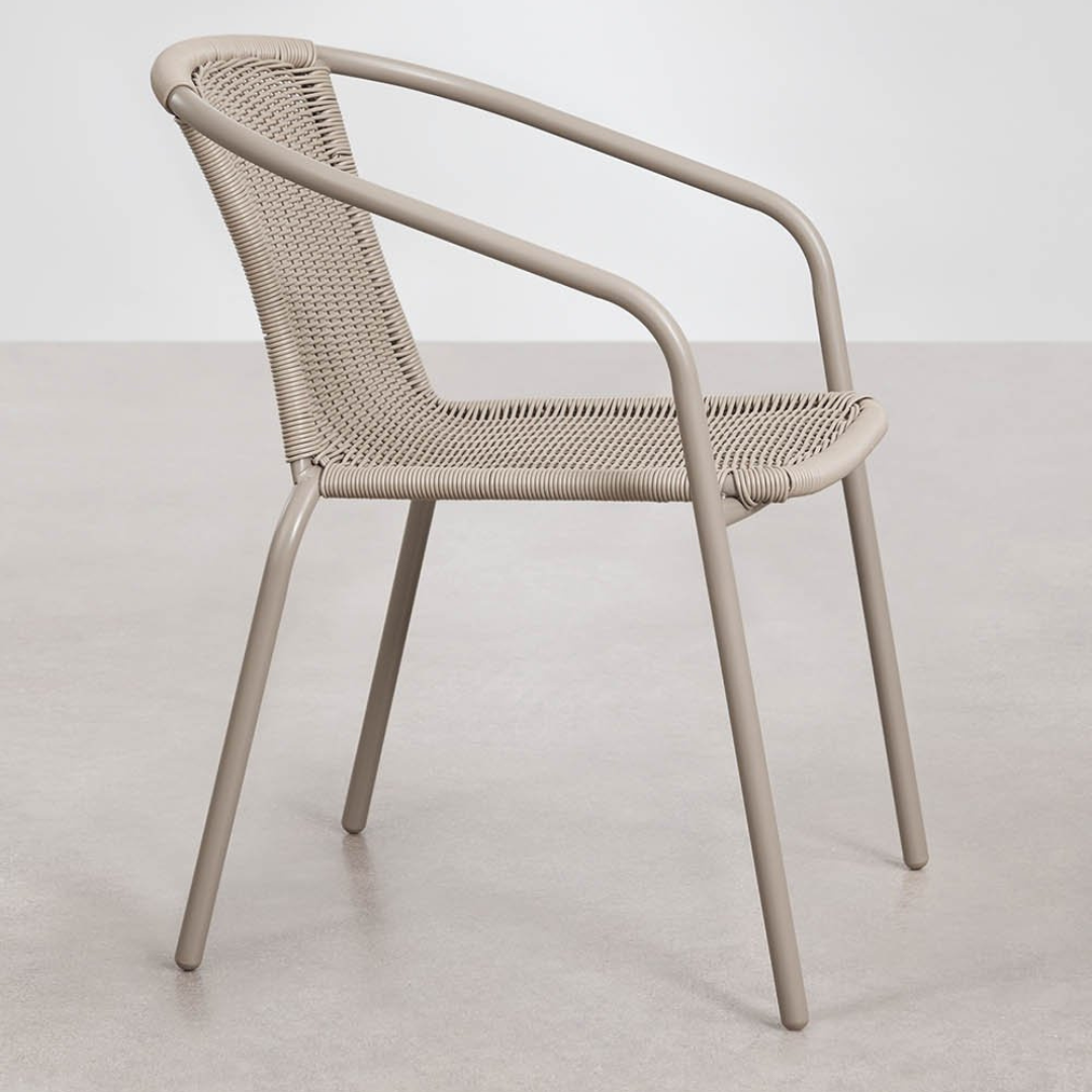 Kalymana Stackable Dining Chair with Armrests - Steel & Synthetic Wicker