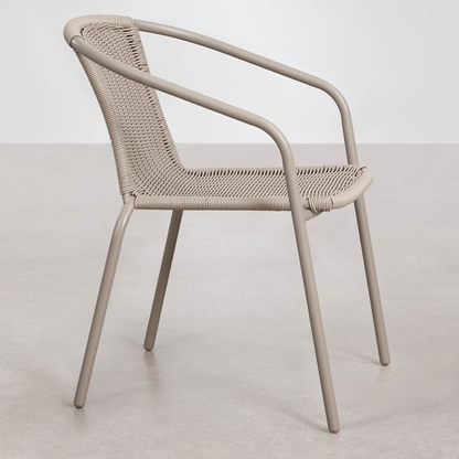 Kalymana Stackable Dining Chair with Armrests - Steel & Synthetic Wicker