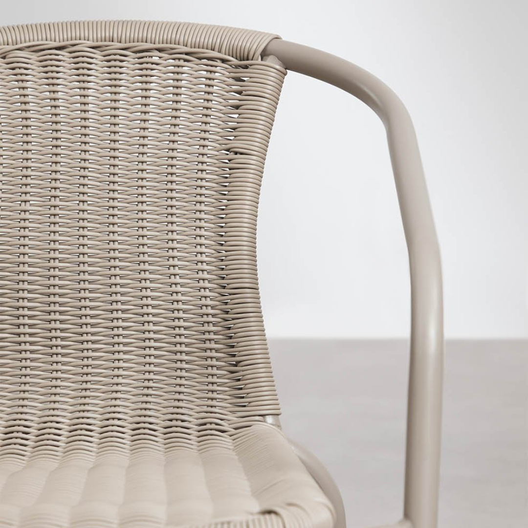 Kalymana Stackable Dining Chair with Armrests - Steel & Synthetic Wicker