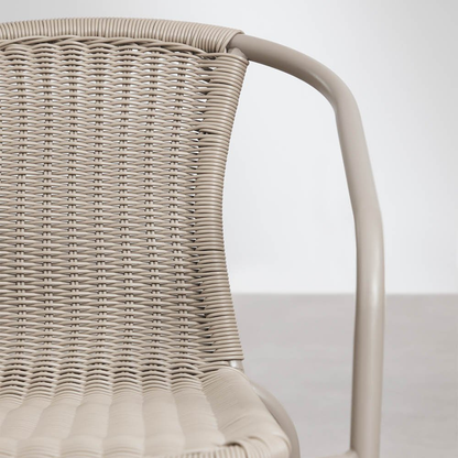 Kalymana Stackable Dining Chair with Armrests - Steel & Synthetic Wicker
