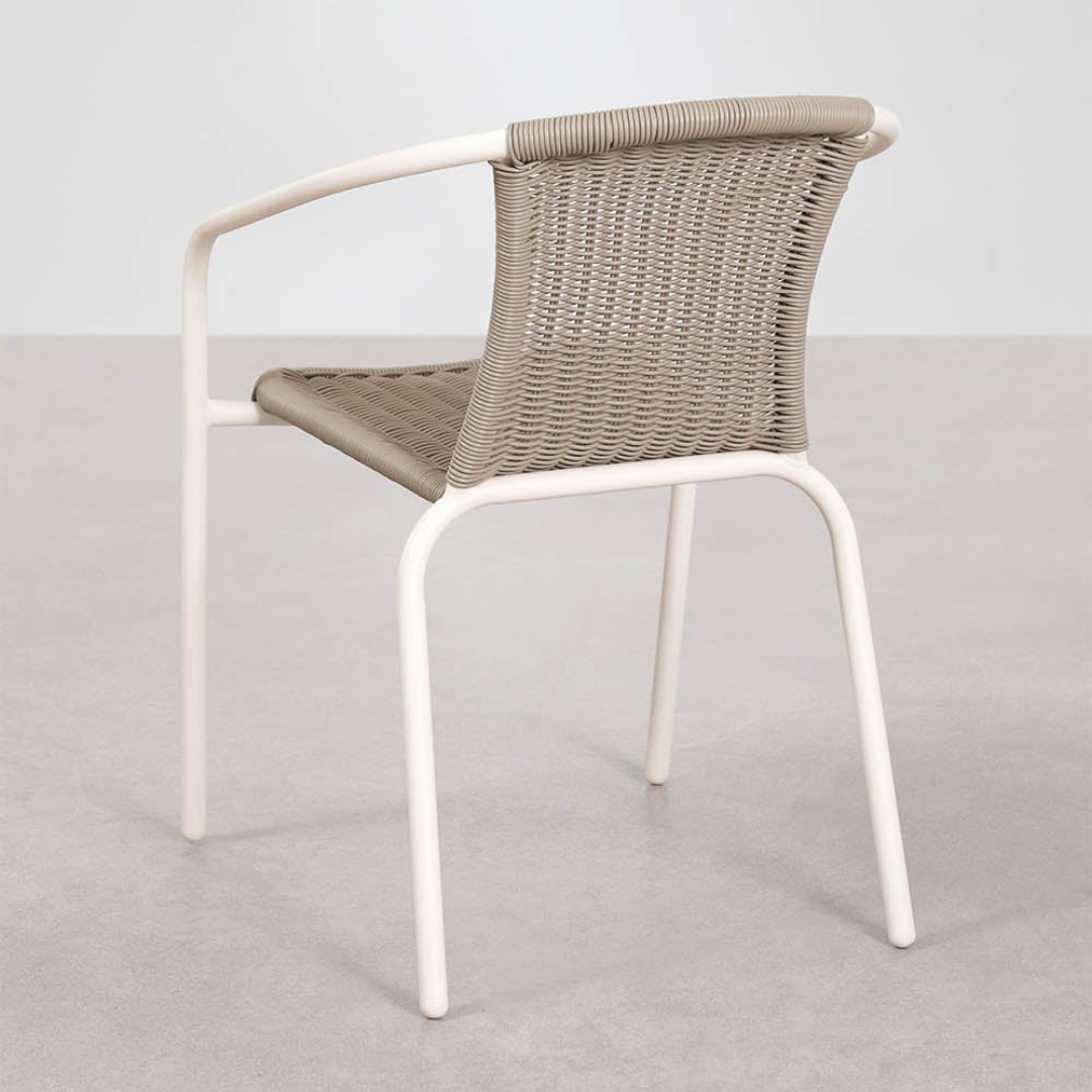Kalymana Stackable Dining Chair with Armrests - Steel & Synthetic Wicker