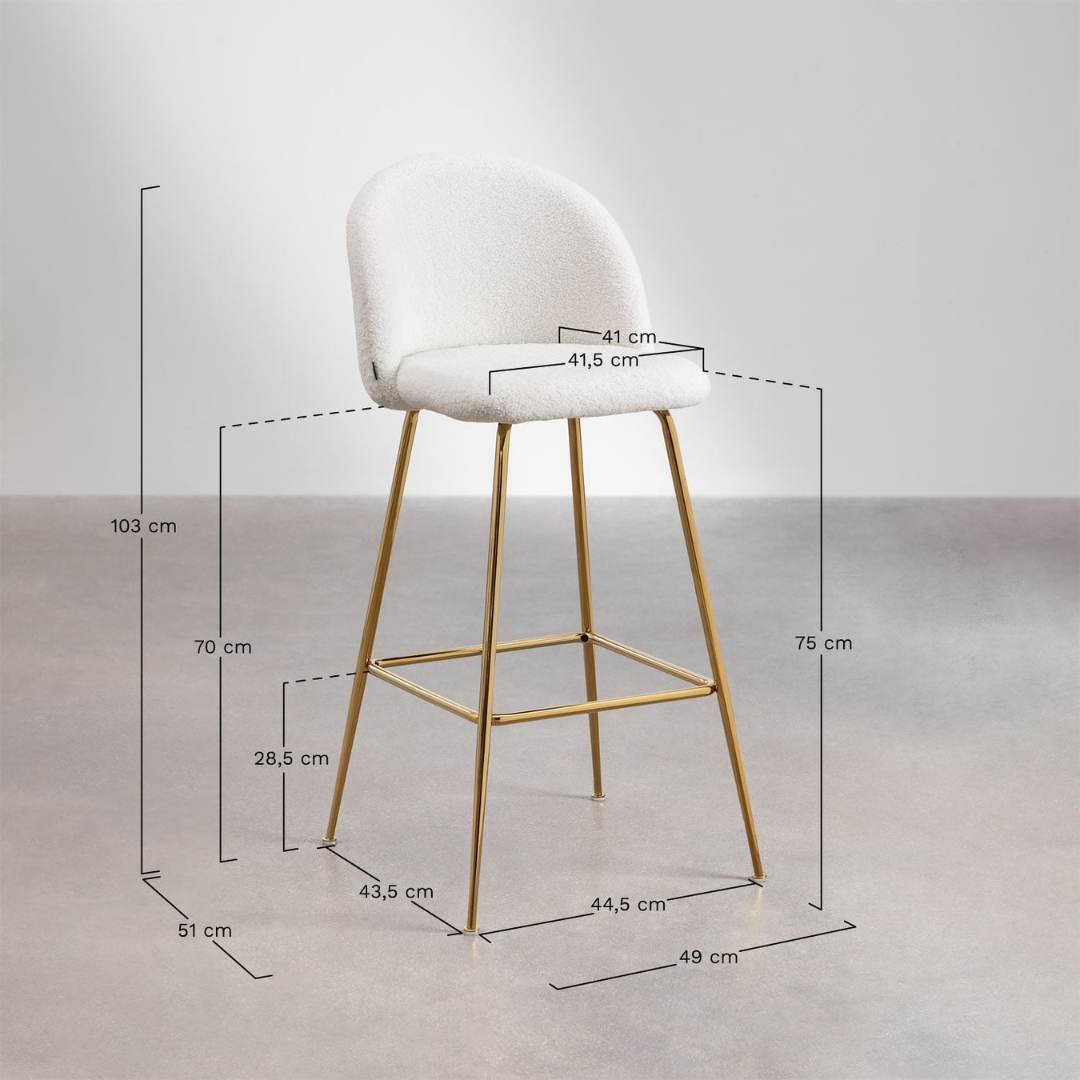 Kana High Stool in Sheepskin with Steel Frame