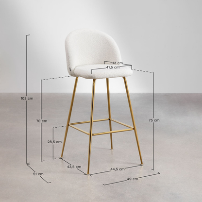 Kana High Stool in Sheepskin with Steel Frame