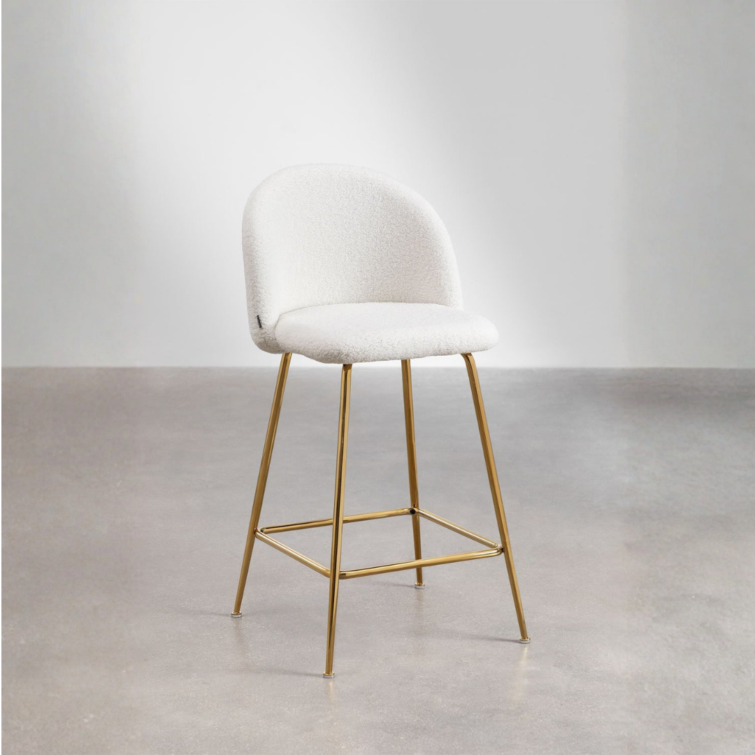 Kana High Stool in Sheepskin with Steel Frame