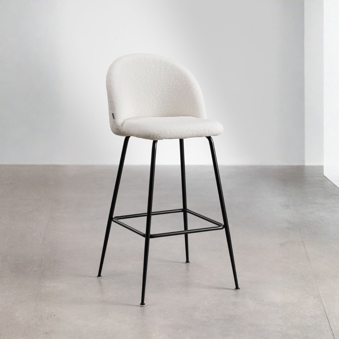 Kana High Stool in Sheepskin with Steel Frame
