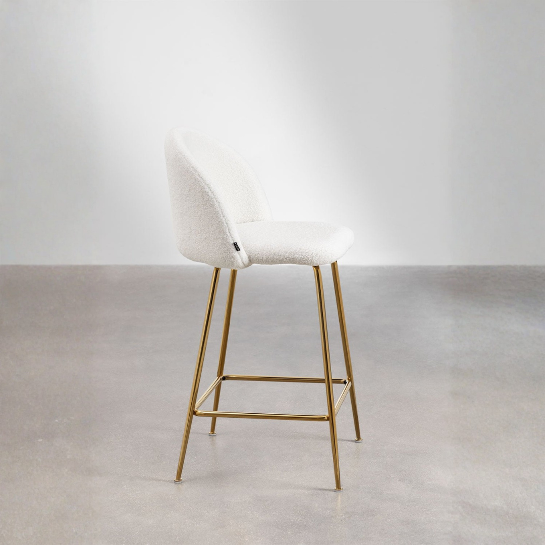 Kana High Stool in Sheepskin with Steel Frame