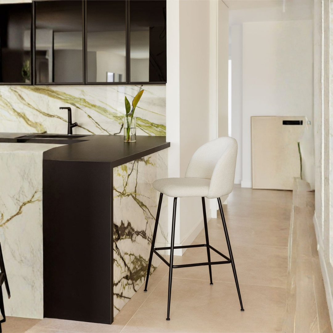 Kana High Stool in Sheepskin with Steel Frame
