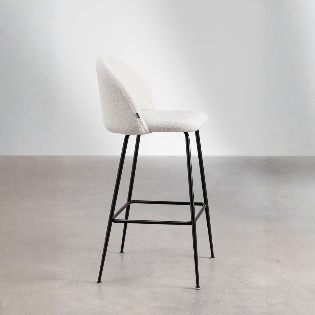 Kana High Stool in Sheepskin with Steel Frame