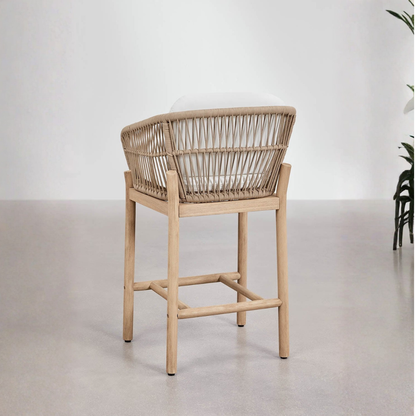 Karvia High Stool in Acacia Wood & Braided Rope