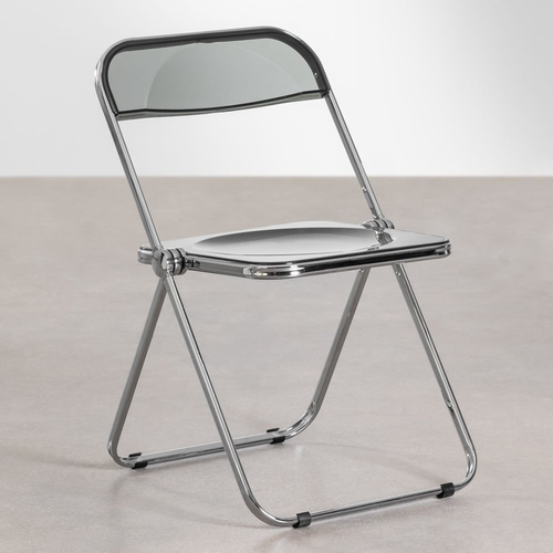 Kepko Folding Iron Dining Chair with Acrylic Seat
