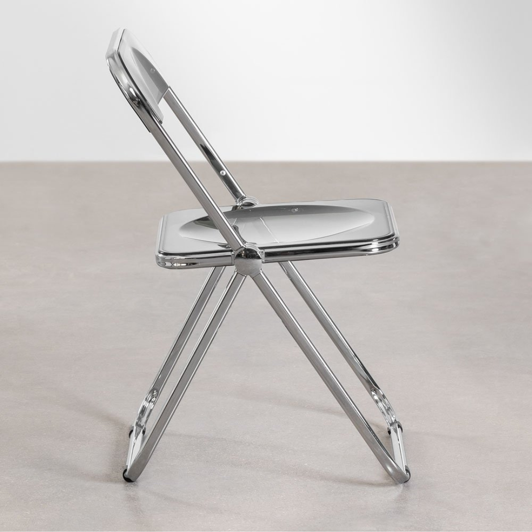 Kepko Folding Iron Dining Chair with Acrylic Seat