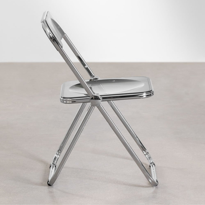 Kepko Folding Iron Dining Chair with Acrylic Seat