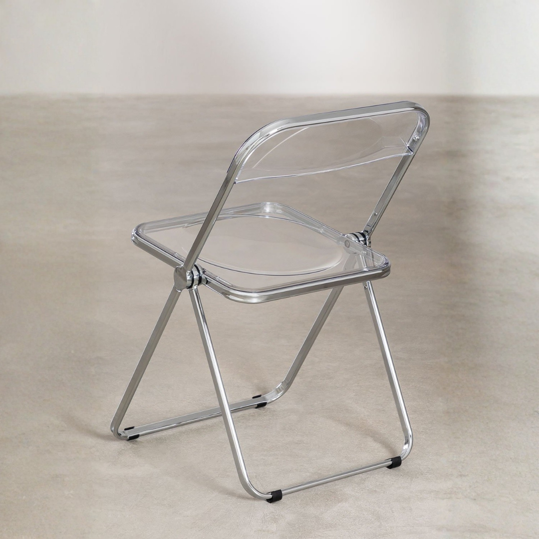 Kepko Folding Iron Dining Chair with Acrylic Seat
