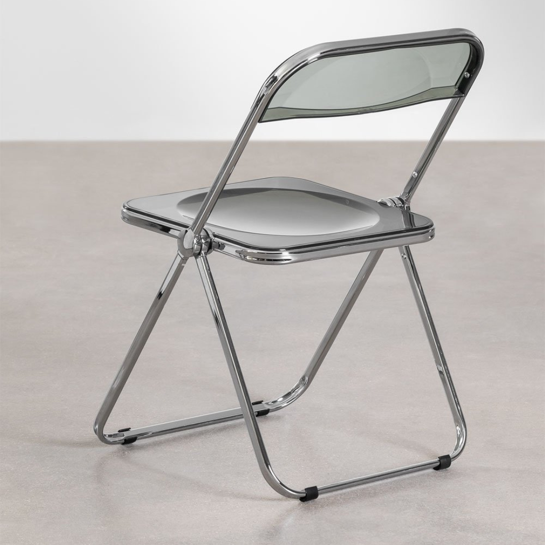 Kepko Folding Iron Dining Chair with Acrylic Seat