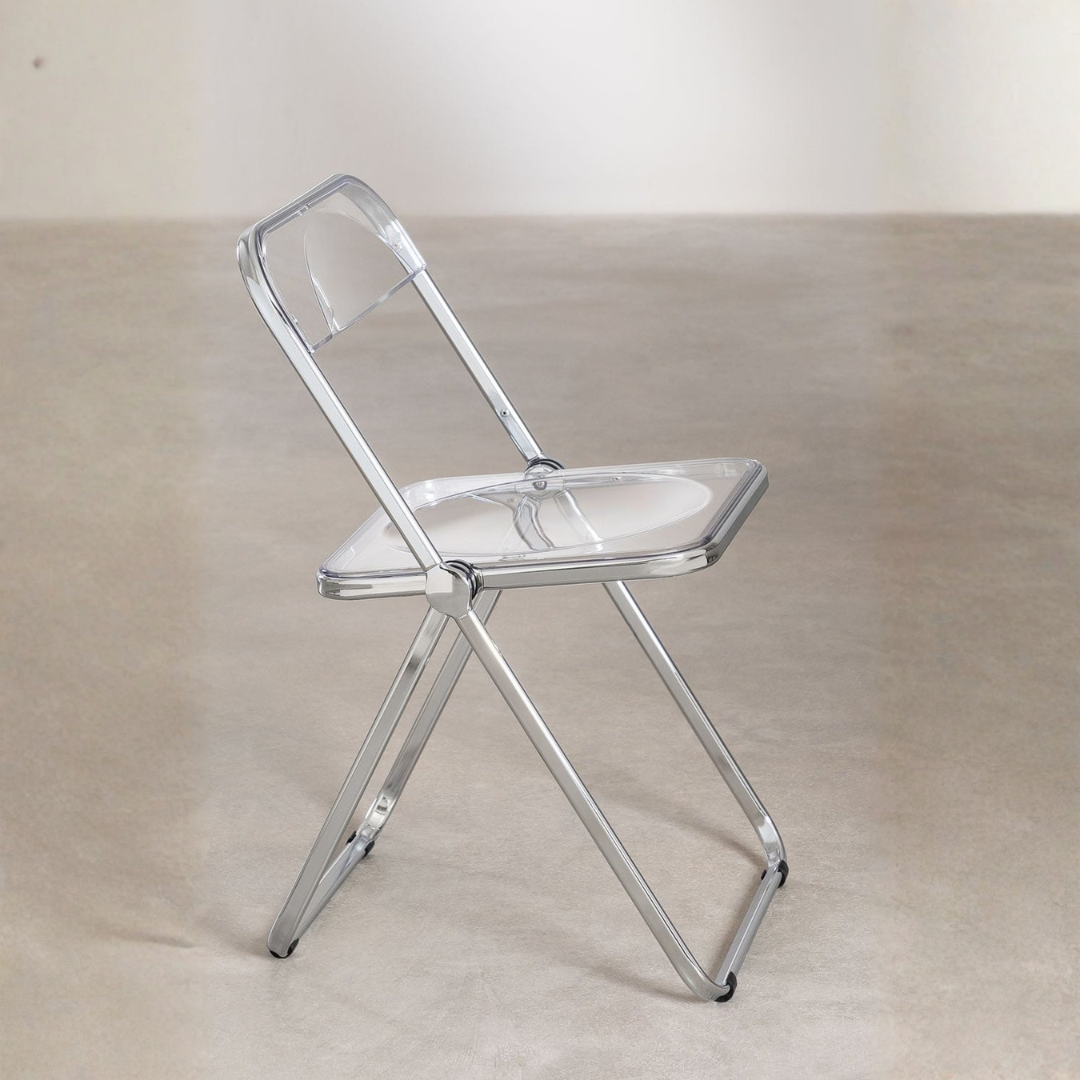 Kepko Folding Iron Dining Chair with Acrylic Seat