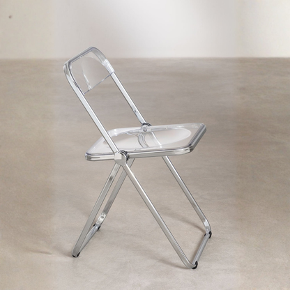 Kepko Folding Iron Dining Chair with Acrylic Seat