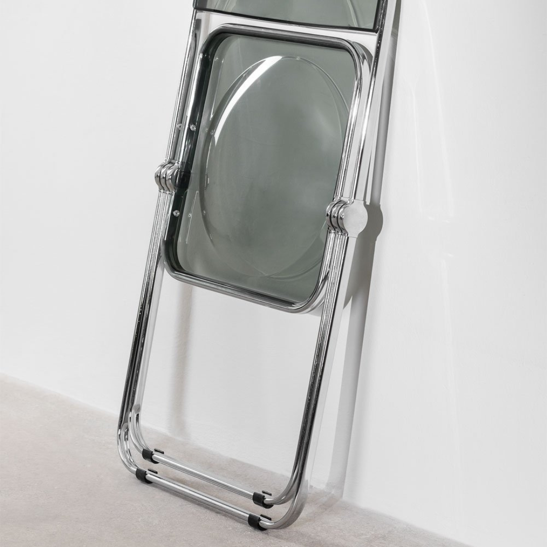 Kepko Folding Iron Dining Chair with Acrylic Seat