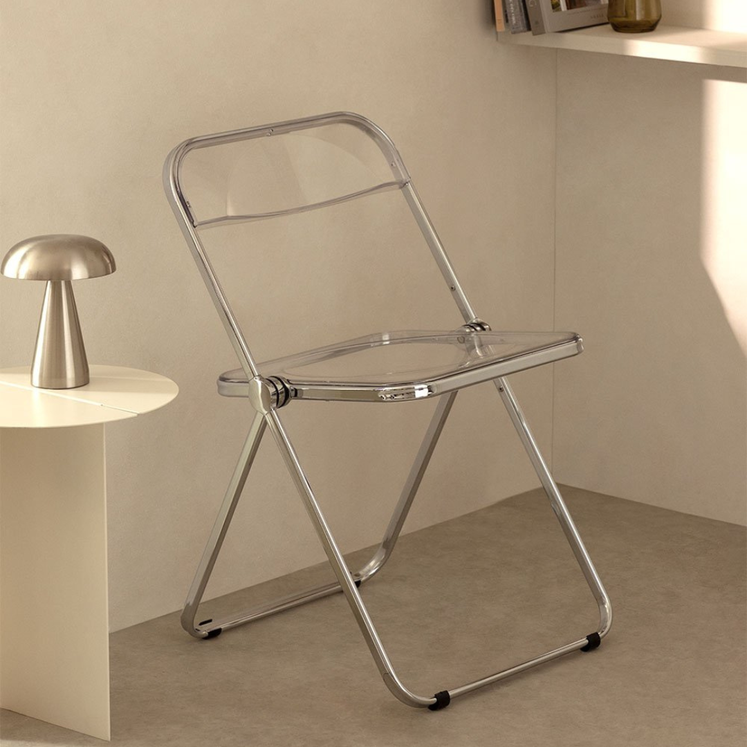 Kepko Folding Iron Dining Chair with Acrylic Seat