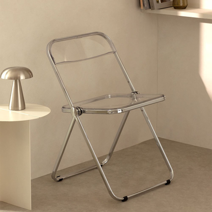 Kepko Folding Iron Dining Chair with Acrylic Seat