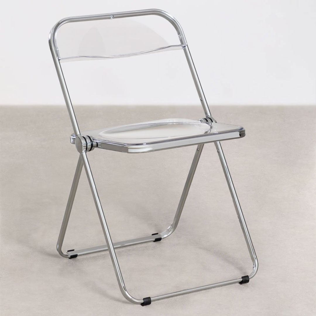 Kepko Folding Iron Dining Chair with Acrylic Seat