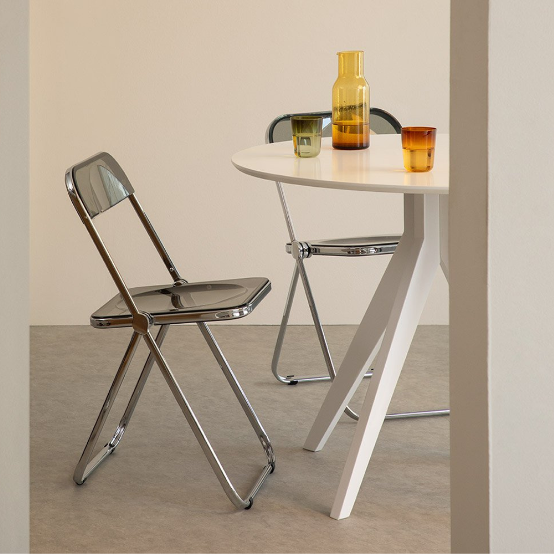 Kepko Folding Iron Dining Chair with Acrylic Seat